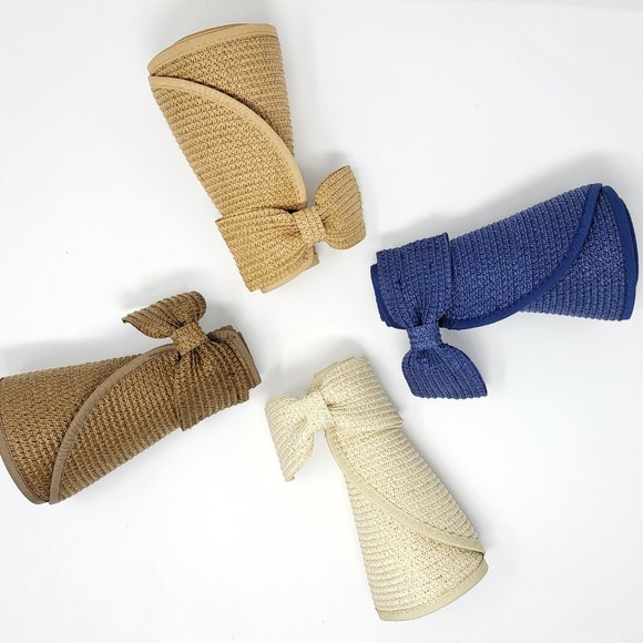 Brown Color Roll-Up Straw Hat, Summer Hat, Wide Brim Hat, Wide Brim Straw Visor - Picture 6 of 10